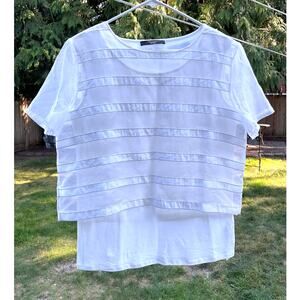 Weekend‎ Max Mara White 2 Layer Women's Blouse/Top Size Large